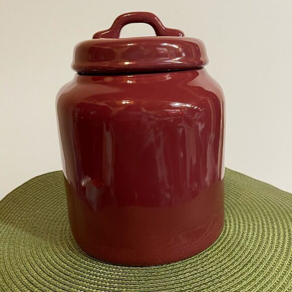 Rae Dunn ceramic Burgundy “Cookies” cookie jar NWOT - Picture 4 of 9